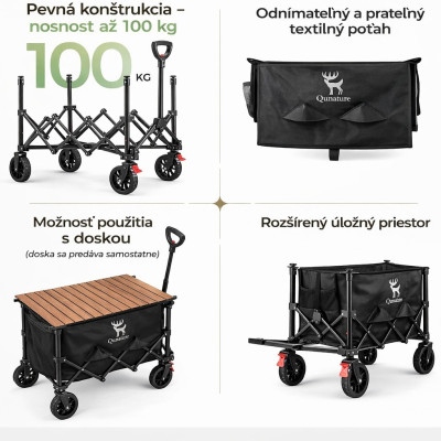 *Skladací kempingový vozík RockBros Qunature, čierny, objem 120L