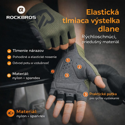 Rukavice RockBros protišmykové, krátkoprsté,veľ.XL
