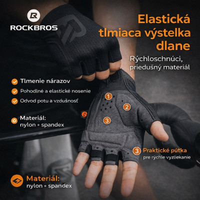Rukavice RockBros protišmykové, krátkoprsté,veľ.XL