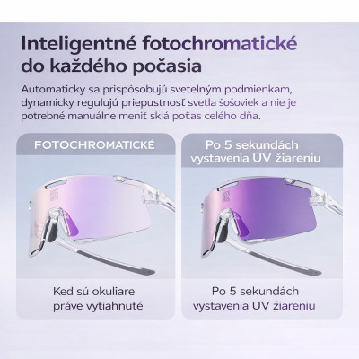 Okuliare Rockbros, fotochromatické, transparentné sivé
