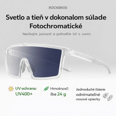 Okuliare Rockbros, fotochromatické,transparentné sivé