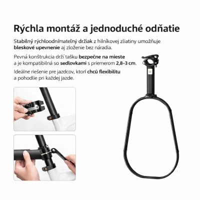 Taška RB s nosičom na sedlovú trubku, cca. 12L, čierna