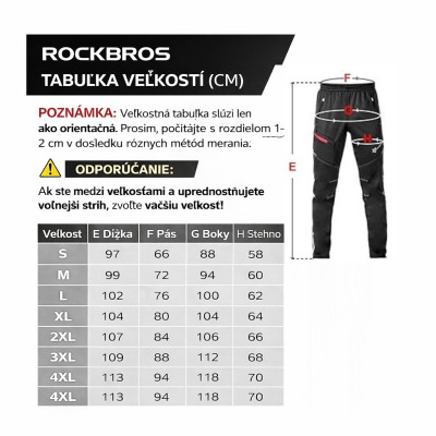 Cyklistické terrmo nohavice RockBros, veľ.L, vodotesné, čierne