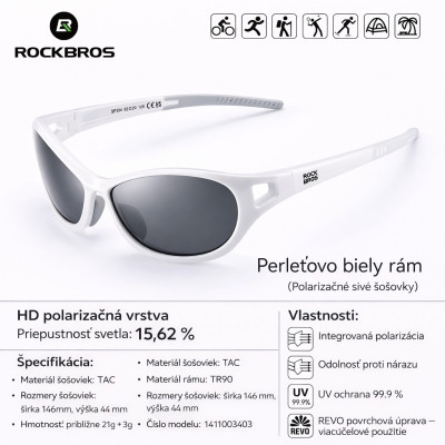 Okuliare Rockbros, perleťovo biele