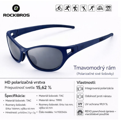Okuliare Rockbros, tmavomodré
