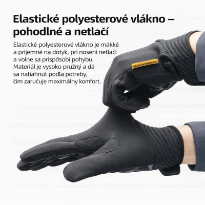 Rukavice RB termo cyklistické rukavice, veľ.L so zosilnenou ochranou pre hánky na rukách