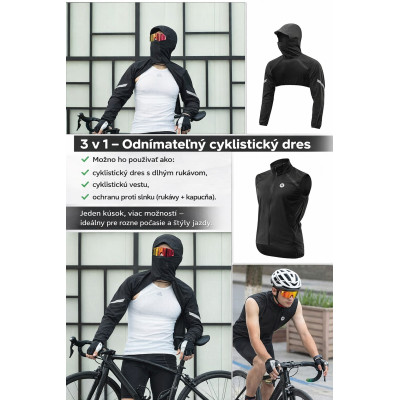 *Bunda-cyklistická RockBros 3 v 1, veľ.XXL, vetruodolná s odnímateľnými rukávmi