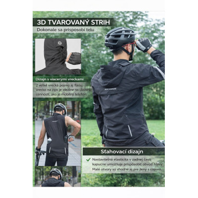 *Bunda-cyklistická RockBros 3 v 1, veľ.XXL, vetruodolná s odnímateľnými rukávmi