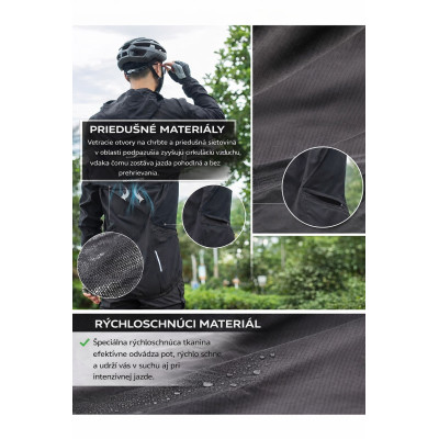 Bunda-cyklistická RB 3 v 1, veľ M, vetruodolná s odnímateľnými rukávmi
