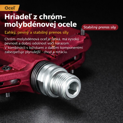 Pedál RockBros, PL,LSL Flat nylon, 9/16, červený s odrazkami