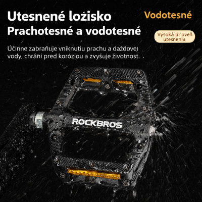 Pedál RockBros, PL,LSL Flat Al, 9/16, čierny s odrazkami