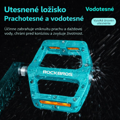 Pedál RockBros, PL,LSL Flat nylon, 9/16, modrý s odrazkami