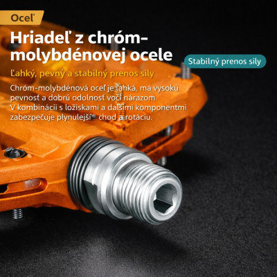 Pedál RockBros, PL,LSL Flat nylon, 9/16, oranžový s odrazkami