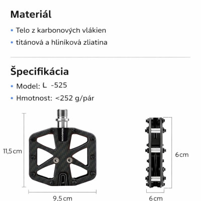 Pedál RockBros karbónové, ultraľahké, 20 pinov