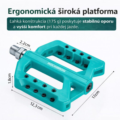 Pedál RockBros, PL,LSL Flat, nylon, 9/16,zelený