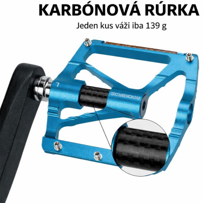 Pedál RockBros, PL,LSL Flat Al, 9/16 s odrazkami, modrý