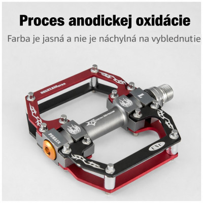 Pedál RB, 9/16, platforma aj pre nášlapnú obuv,ložiskový, červeno/čierny