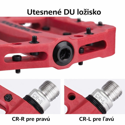 Pedál RB, PL,LSL Flat nylon, 9/16, červený