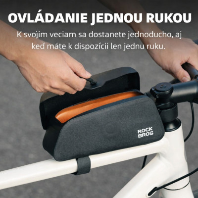 Taška RockBros na rám, vodotesná, magnetická, 0,9L čierna