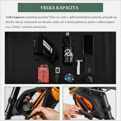 Taška RockBros podsedlová s držiakom fľaše, kapacita 1L, čierna