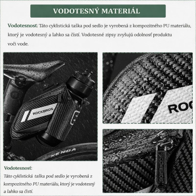 Taška RockBros podsedlová s držiakom fľaše, kapacita 1L, čierna