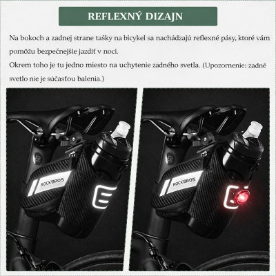 Taška RockBros podsedlová s držiakom fľaše, kapacita 1L, čierna