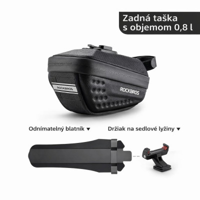 *Taška RockBros podsedlová s blatníkom, kapacita 0,8L,čierna