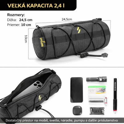 Taška RB na riadidlá, 2,4l, čierna