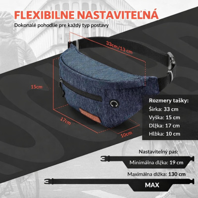 Taška RB cez rameno, na pás, sivá