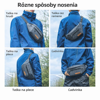 Taška RB cez rameno, na pás, sivá