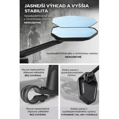 Zrkadlo RockBros spätné ľavé s uchytom na riaditko