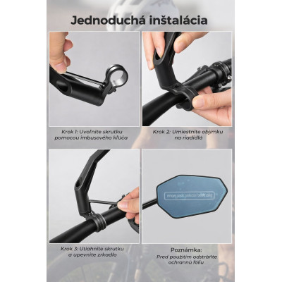 Zrkadlo RockBros spätné ľavé s uchytom na riaditko