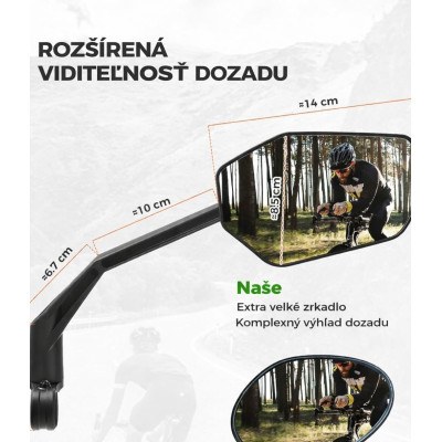 Zrkadlo RockBros spätné ľavé s uchytom na riaditko