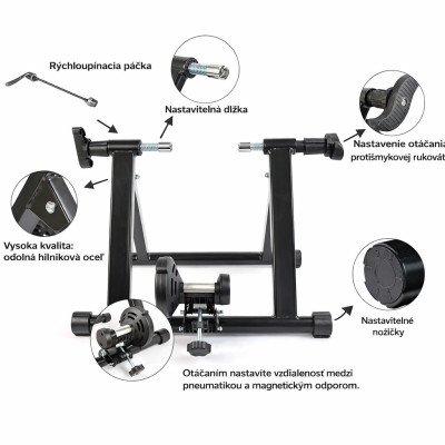 +Trenažér magnetický RockBros, čierny, oceľ/dural