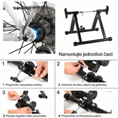 +Trenažér magnetický RockBros, čierny, oceľ/dural