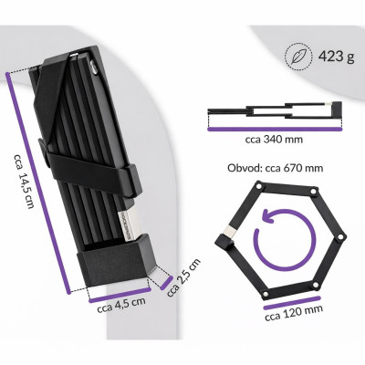 Zámok RockBros skladací,dĺžka 67 cm
