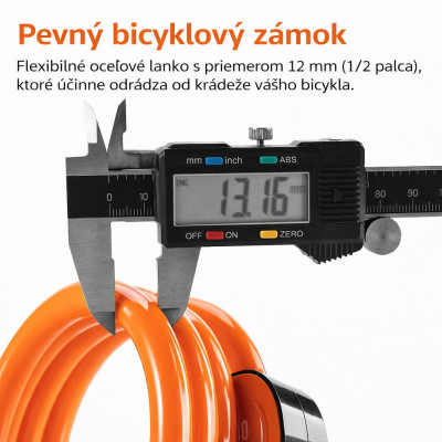 Zámok RockBros špirálový na kľúč, 12x1200mm, oranžový
