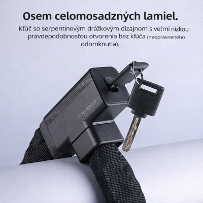 Zámok RB reťazový s návlekom na klúč, 970mm,čierny