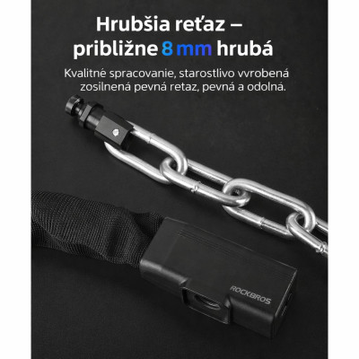 Zámok RB reťazový s návlekom na klúč, 970mm,čierny