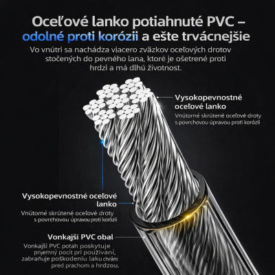 Zámok RB špirálový na kľúč, 12x1150mm,čierny