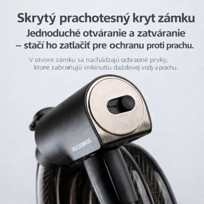 Zámok RB špirálový na kľúč, 12x1150mm,čierny