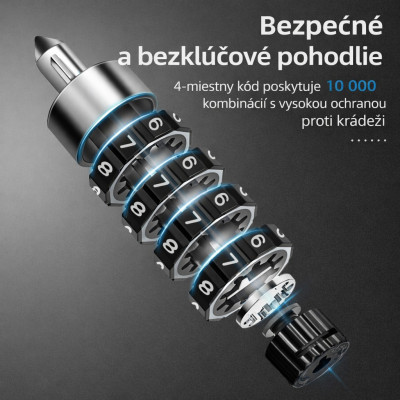 Zámok RB reťazový kódový aj na kľúč 960mm, čierny