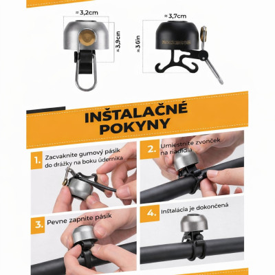 Zvonček RB, dural s mosadzným hríbikom, strieborný