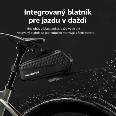 Taška RockBros podsedlová s blatníkom, 1,3l, čierna