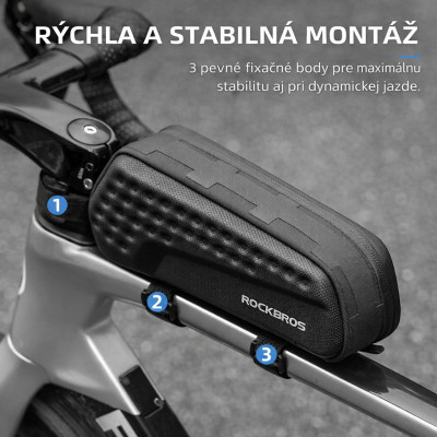 Taška RockBros na rám a do rámu, kapacita 1,8L, čierna
