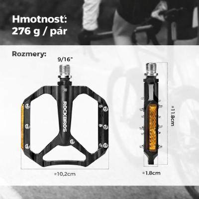 Pedál RockBros, PL,LSL Flat Al, 9/16, čierny.