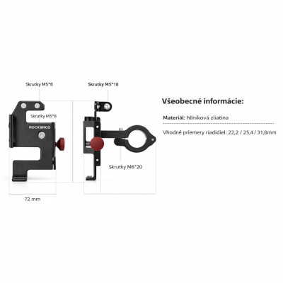 Držiak RockBros otočný na Smartfón pre riaditka,dural