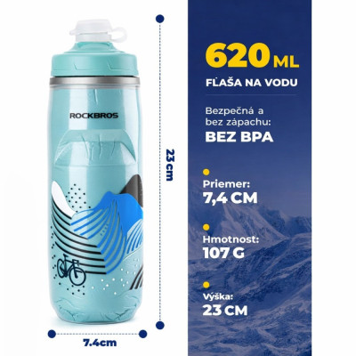 Cyklofľaša termo RB, modrá, 620 ml, polypropylén PP5