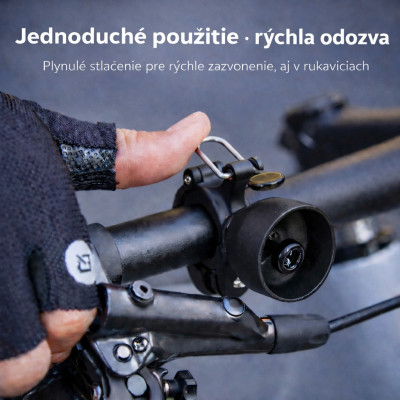 Zvonček RockBros, mosadz, 90 dB, čierny.