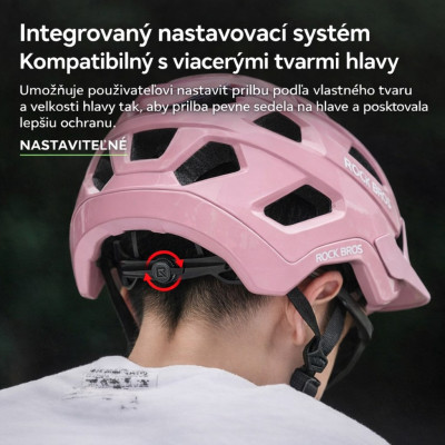 Prilba RockBros pre mládež so šiltom, veľ.M s otoč.uťah.,ružová